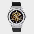 Relógio automático Veleno Titan Silver com pulseira de aço inox, mostrador prateado e design elegante.
