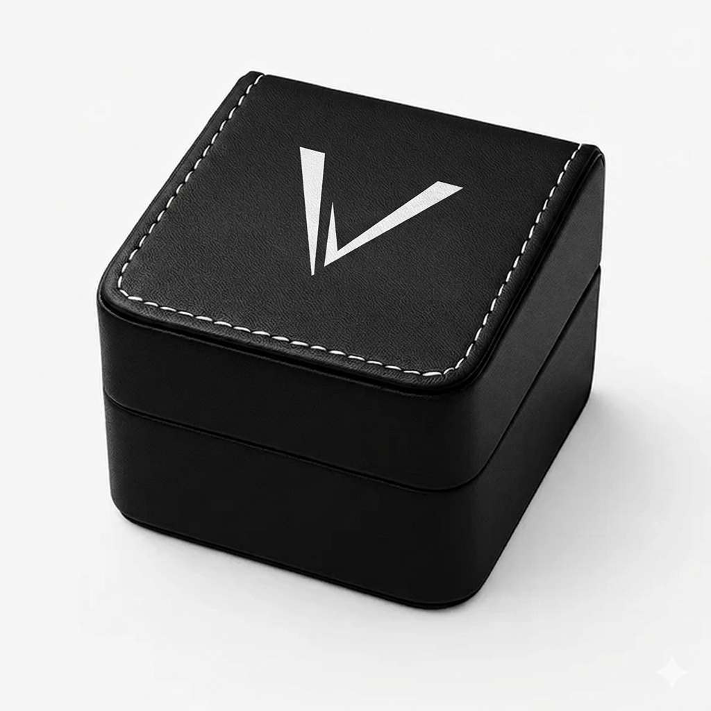 Caixa premium preta de couro Veleno Watches - Embalagem exclusiva para relógio automático