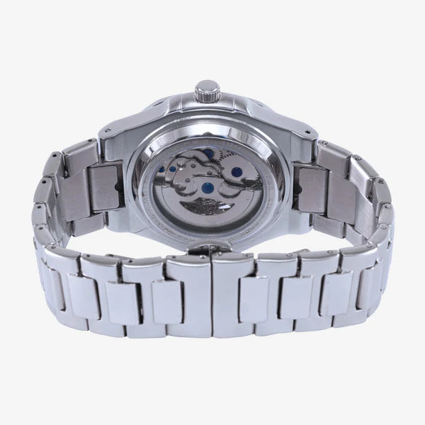 Relógio automático Veleno Aeris Silver com pulseira de aço inox e mostrador prateado.