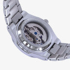 Relógio automático Veleno Aeris Silver com mostrador prateado e pulseira de aço inoxidável, estilo elegante e sofisticado.